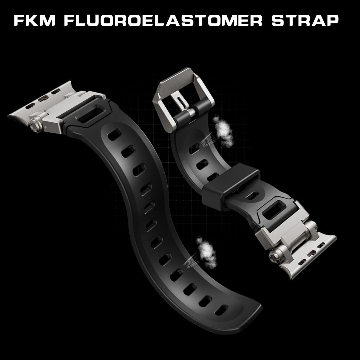 Peakzooc FKM Strap Techwear Glow Sport Band for Apple Watch Series / Ultra BlackPEAKZOOC