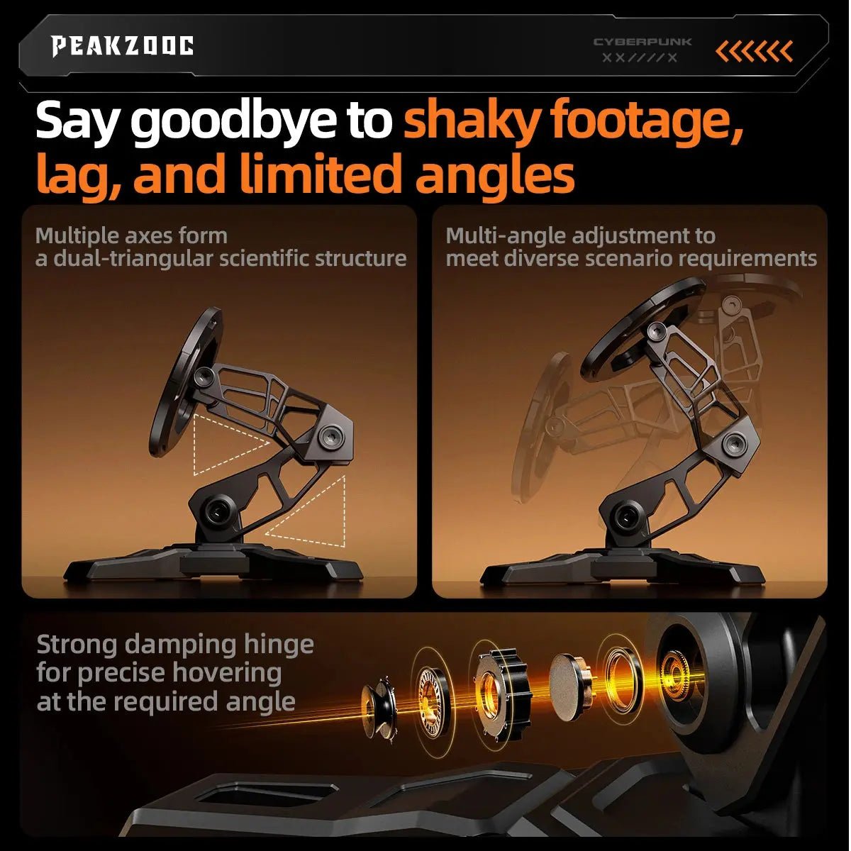 Peakzooc MagSafe Phone Stand - CNC Aluminum Holder Adjustable Arm StandSilverPEAKZOOC