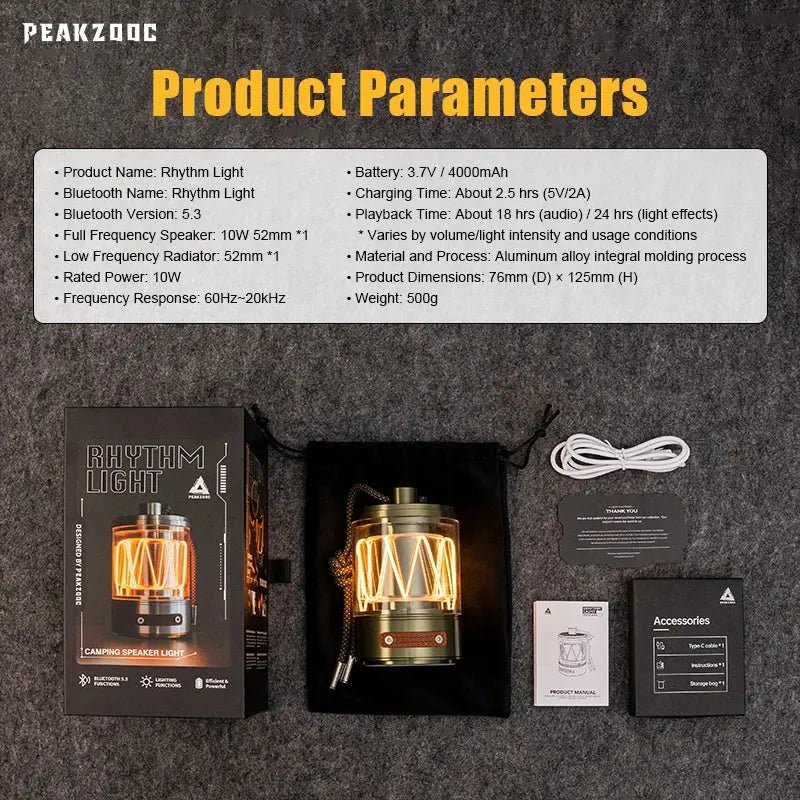 Peakzooc Rhythm Light - Bluetooth Ambient Speaker Waterproof speakerSilverPEAKZOOC