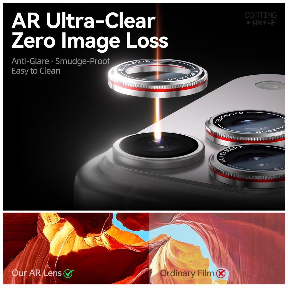 PRISM Lens Armor Film - Peakzooc Lens Protector for iPhone 17 / 16 / 15 SilverPeakzooc