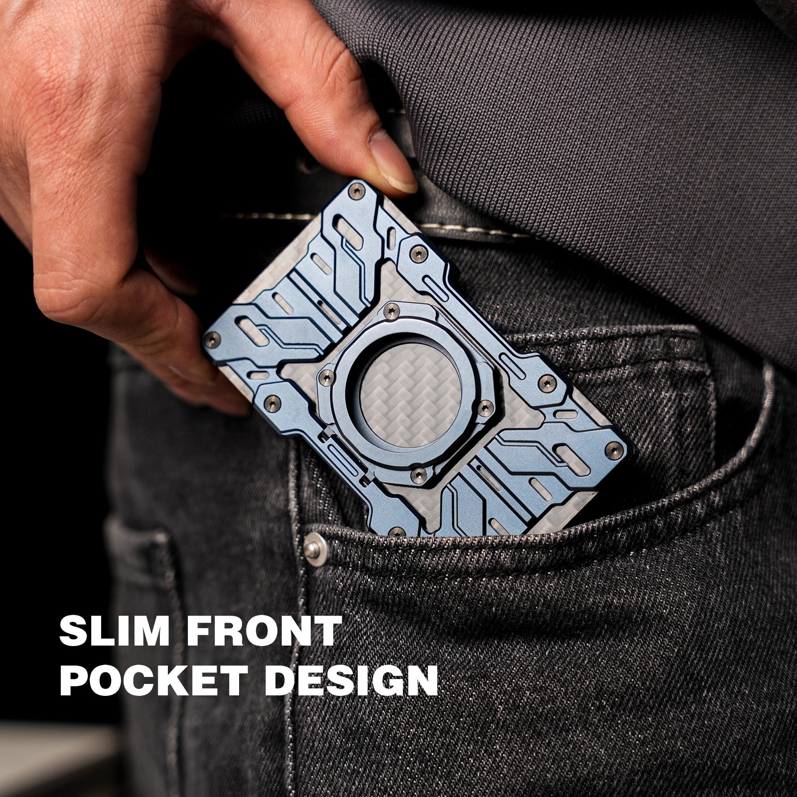 Peakzooc-mech-guard-metal-wallet-blue