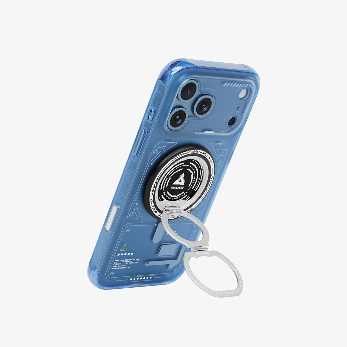 Peakzooc Neuron Series MagSafe Case for iPhone18 ProMax_blue&ring grip