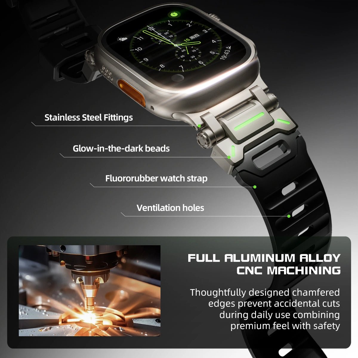 Apple Watch Sport Band & Apple Watch Charger Dock BundleBlackPEAKZOOC