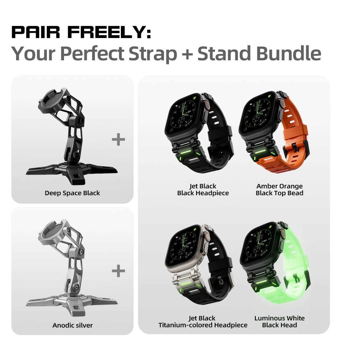 Apple Watch Sport Band & Apple Watch Charger Dock BundleBlackPEAKZOOC