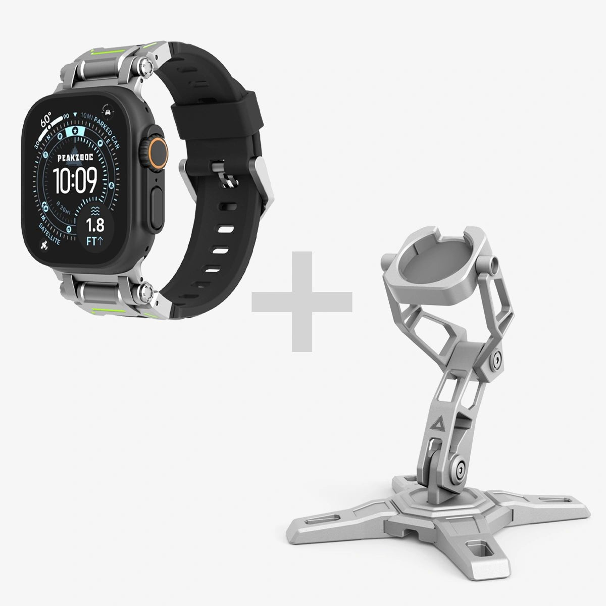 Apple Watch Sport Band & Apple Watch Charger Dock BundleTitanium GreyPEAKZOOC