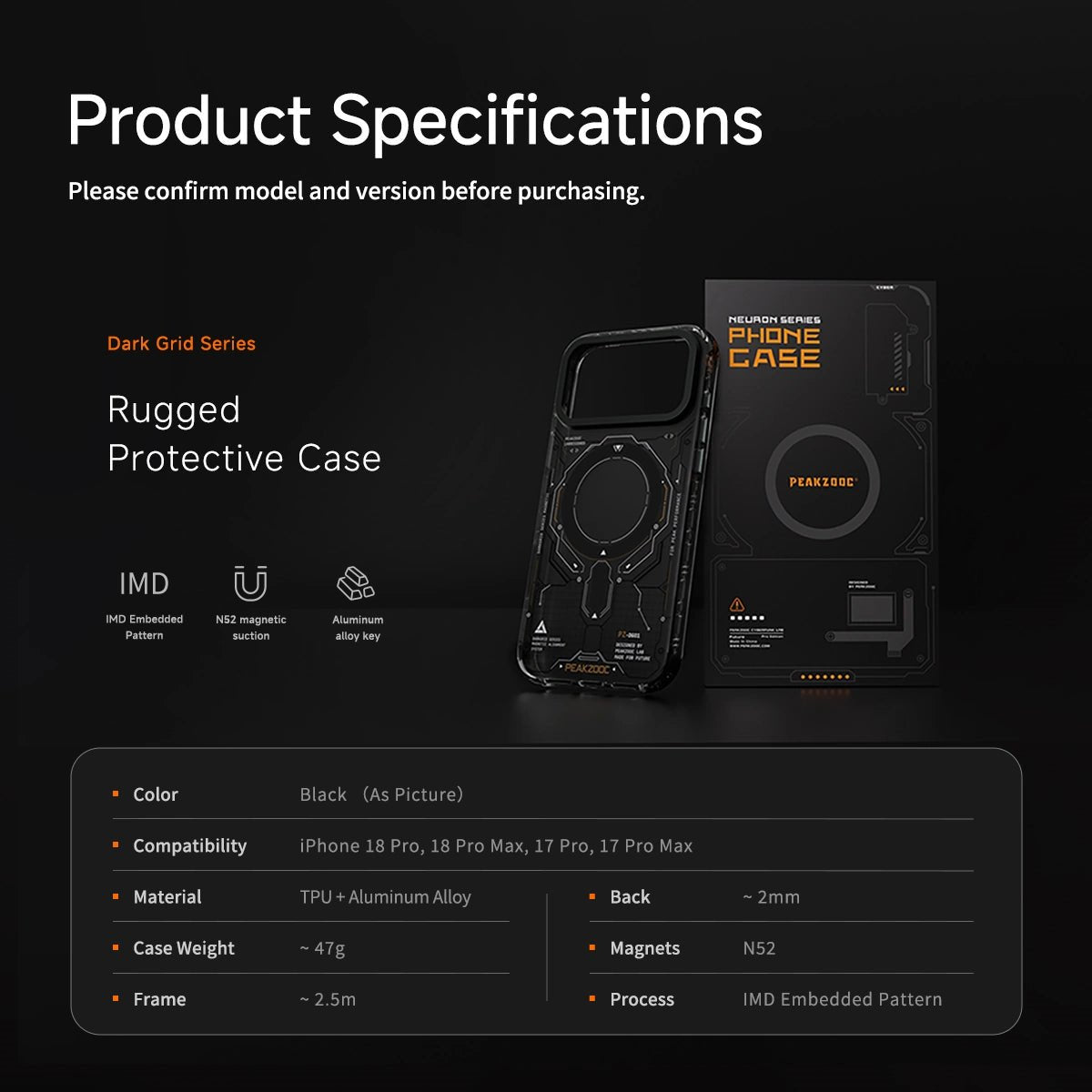 Dark Grid Series Protective Case for iPhone 17 & 18_product_vendor