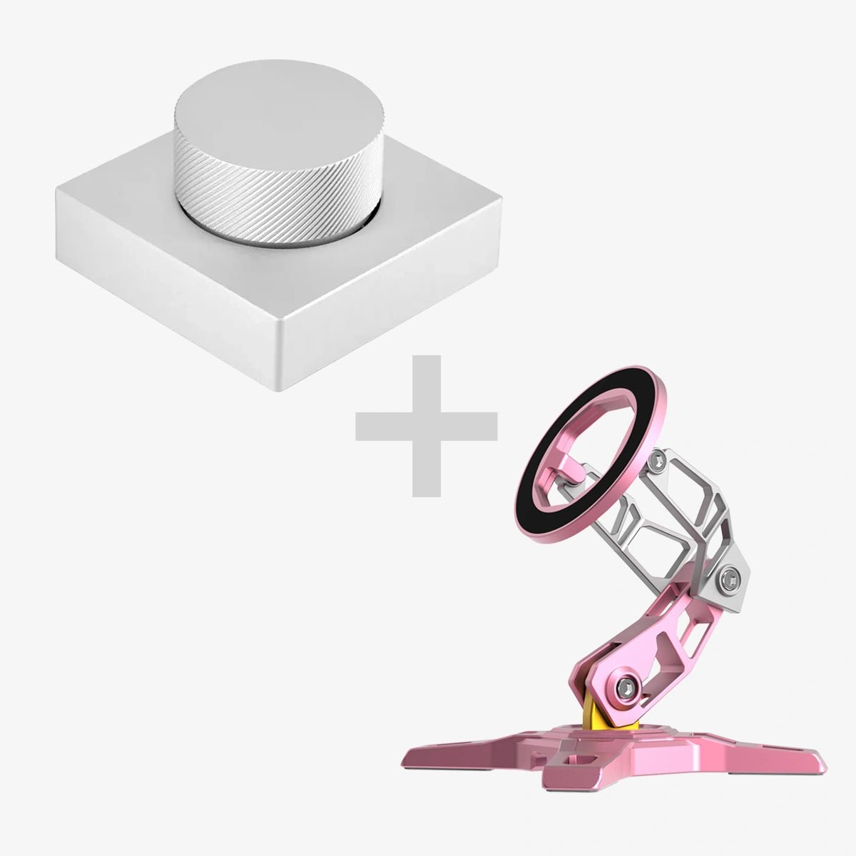 Desktop Custom Volume Knob & MagSafe Phone Stand BundleSilverPEAKZOOC