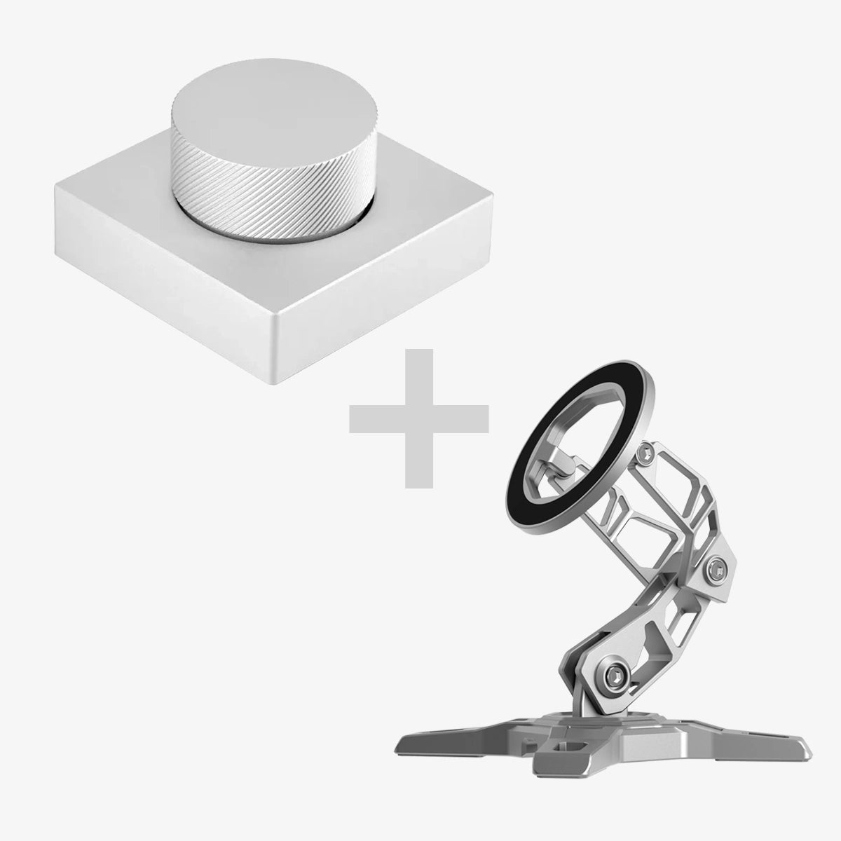 Desktop Custom Volume Knob & MagSafe Phone Stand BundleSilverPEAKZOOC