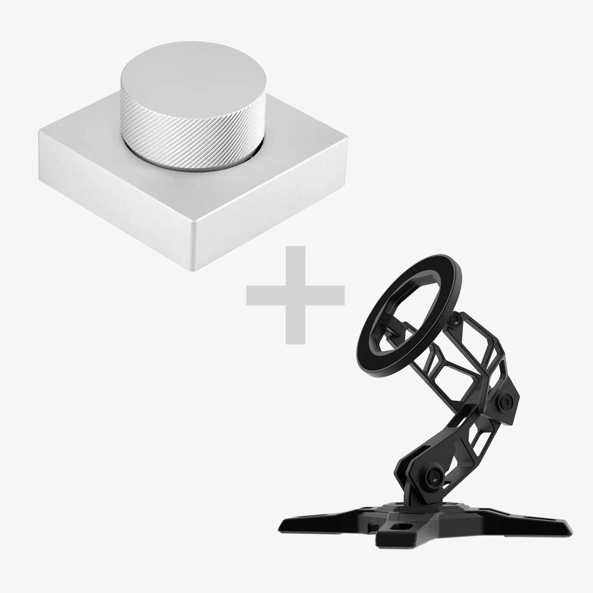 Desktop Custom Volume Knob & MagSafe Phone Stand BundleSilverPEAKZOOC