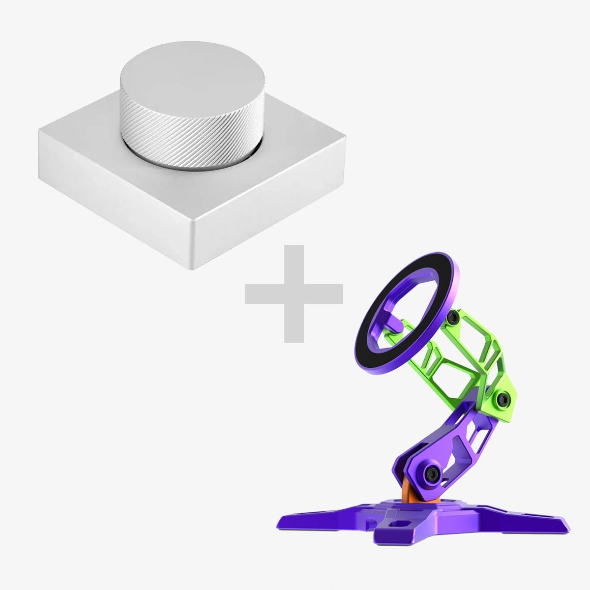 Desktop Custom Volume Knob & MagSafe Phone Stand BundleSilverPEAKZOOC