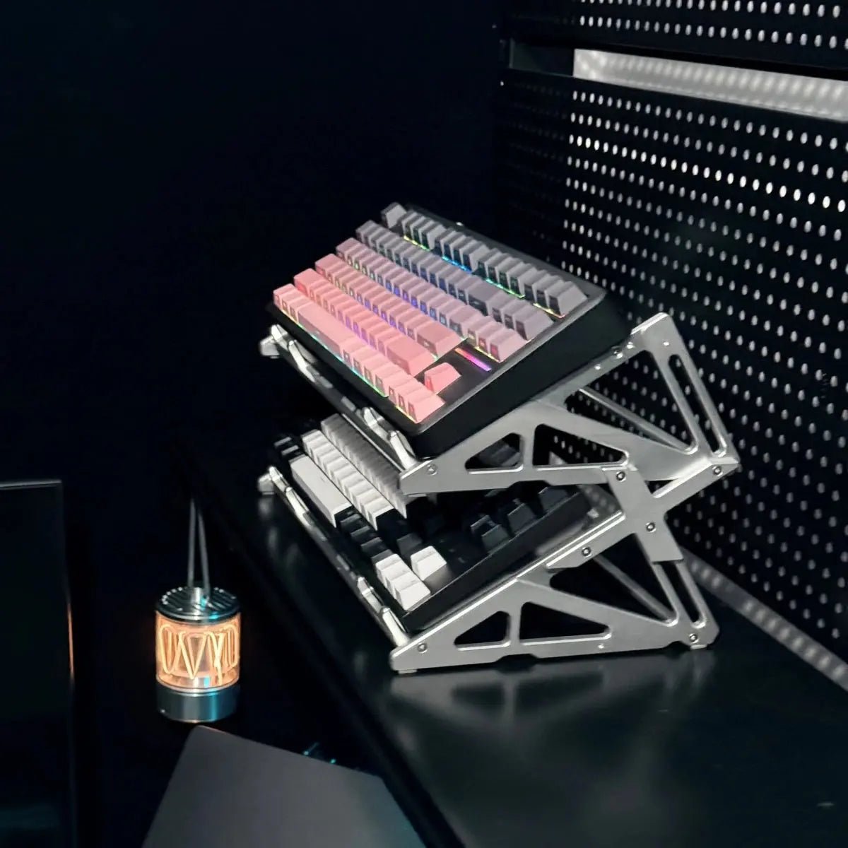 Keyboard Display Stand Aluminum - Peakzooc Modular Rack for Mech Keebs StandSilverPEAKZOOC