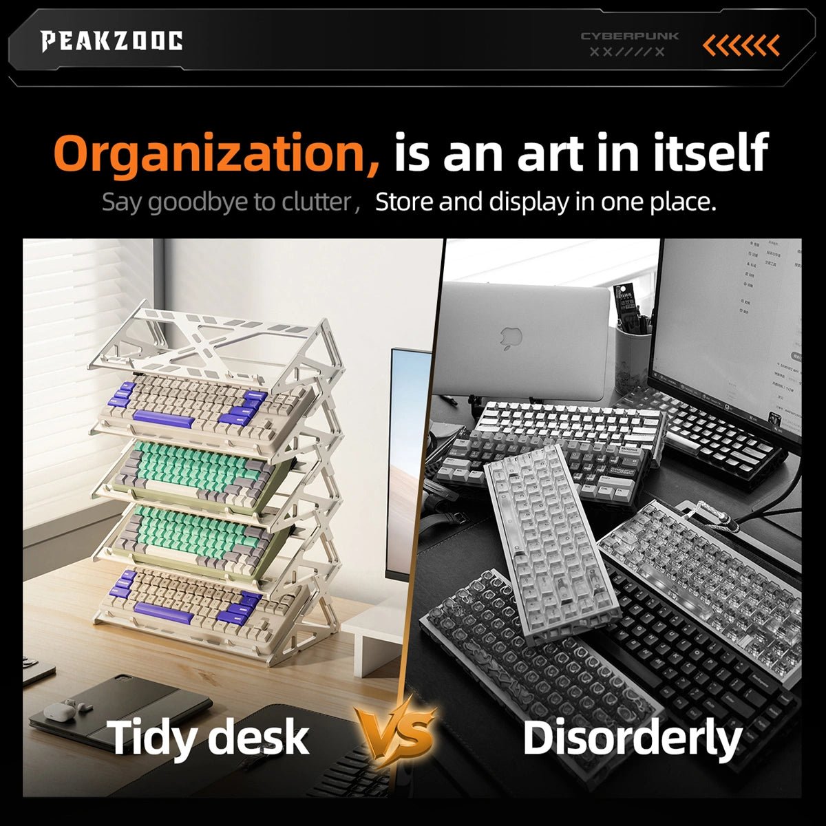 Keyboard Display Stand Aluminum - Peakzooc Modular Rack for Mech Keebs StandSilverPEAKZOOC