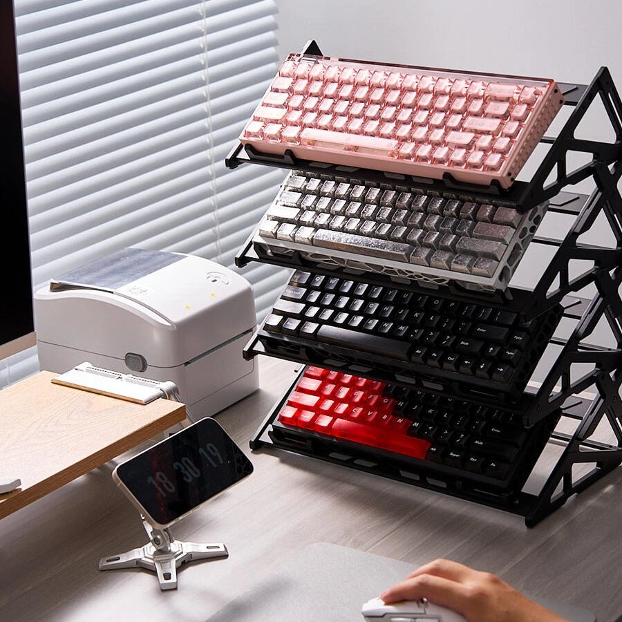 Keyboard Display Stand Aluminum - Peakzooc Modular Rack for Mech Keebs StandSilverPEAKZOOC