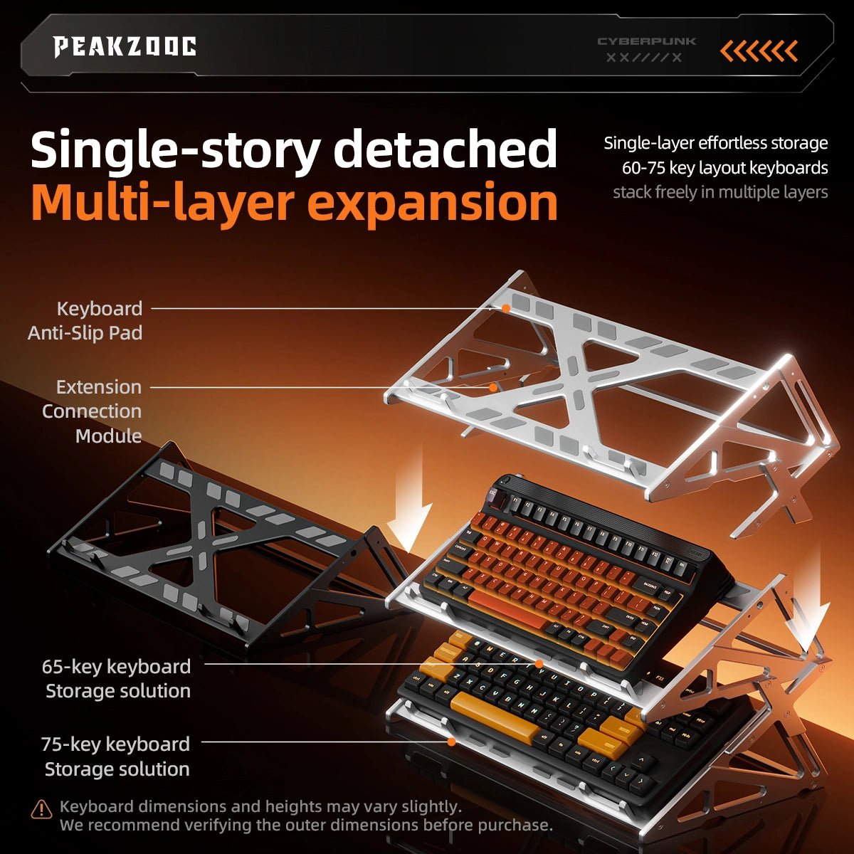 Keyboard Display Stand Aluminum - Peakzooc Modular Rack for Mech Keebs StandSilverPEAKZOOC