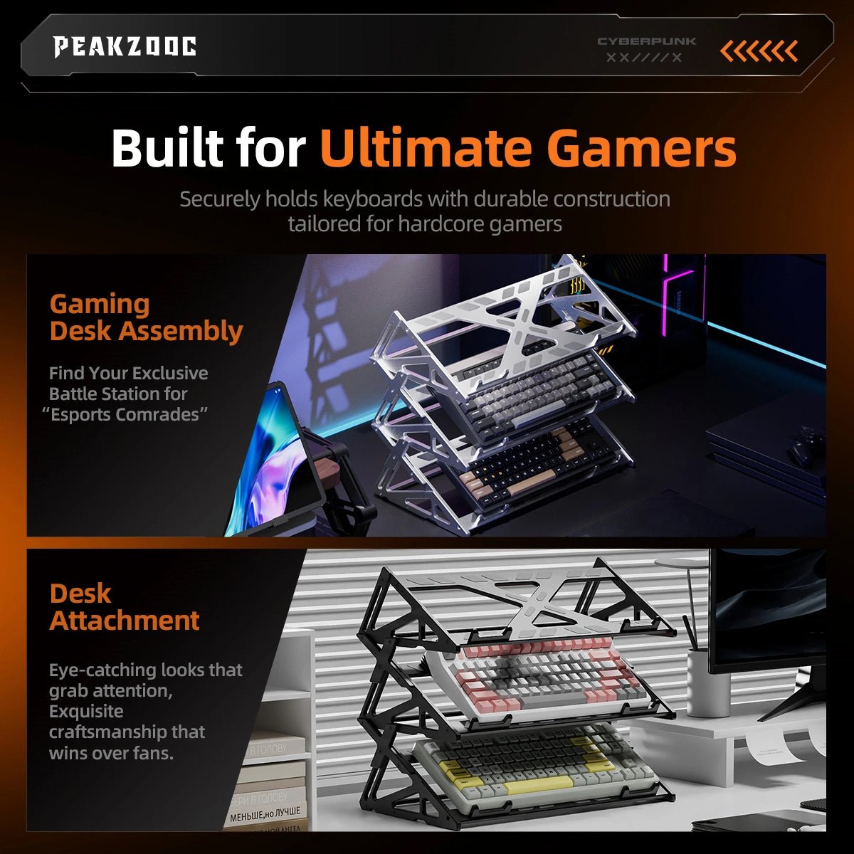 Keyboard Display Stand Aluminum - Peakzooc Modular Rack for Mech Keebs StandSilverPEAKZOOC