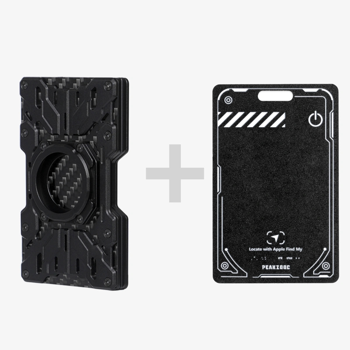 Mech Guard Metal Wallet & SlimTag Ultra - Thin Tracking Card BundleBlackPEAKZOOC