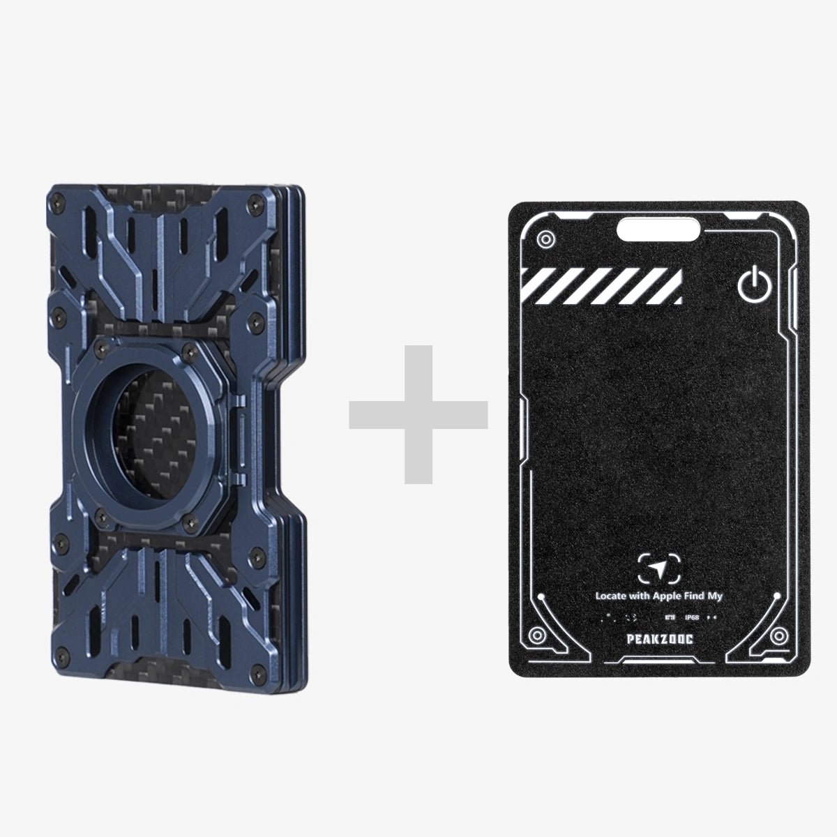 Mech Guard Metal Wallet & SlimTag Ultra - Thin Tracking Card BundleBluePEAKZOOC
