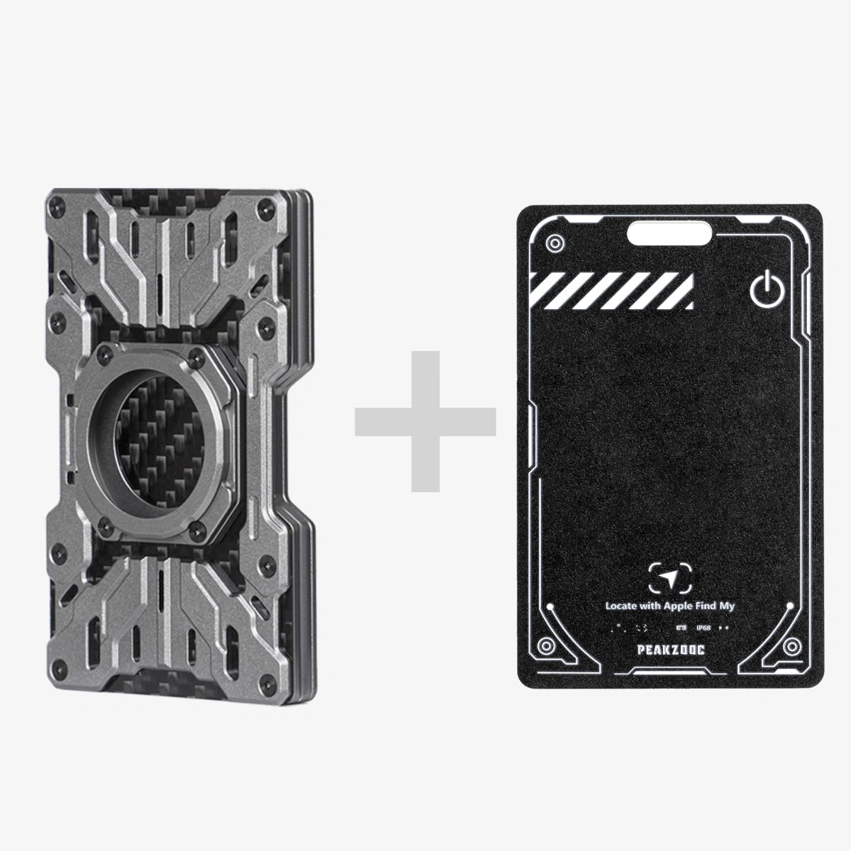 Mech Guard Metal Wallet & SlimTag Ultra - Thin Tracking Card BundleGrayPEAKZOOC