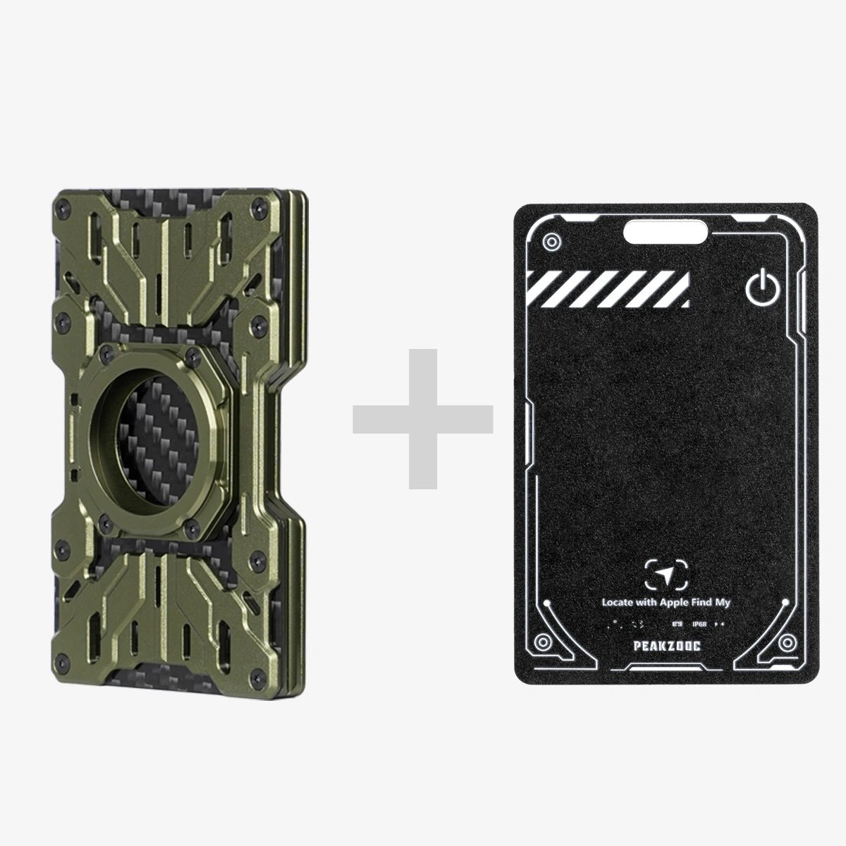 Mech Guard Metal Wallet & SlimTag Ultra - Thin Tracking Card BundleGreenPEAKZOOC