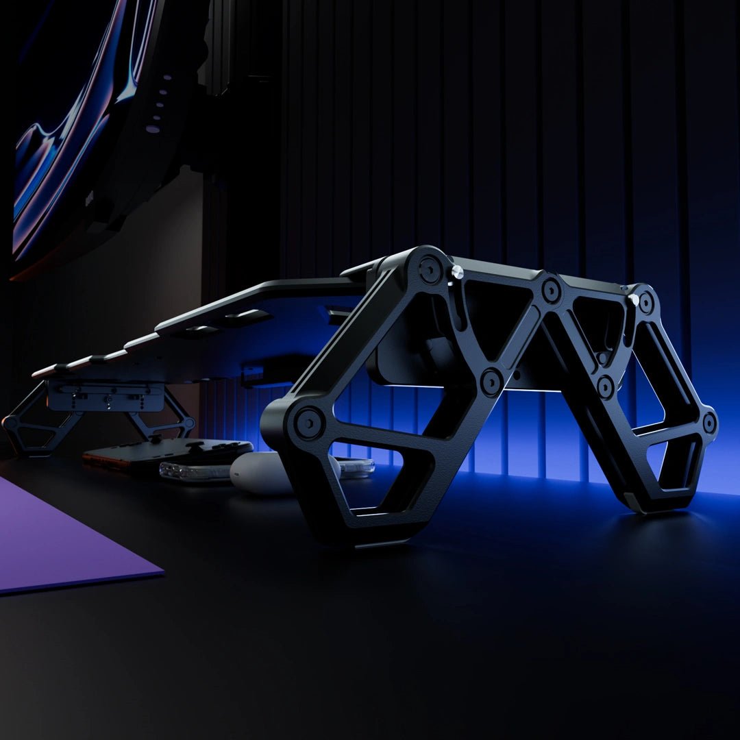 Modular Monitor Riser Desk Stand – Aluminum Legs & Metal Top Panel_product_vendor
