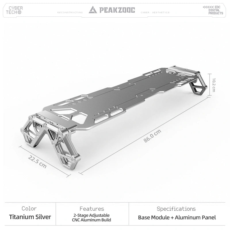 Modular Monitor Riser Desk Stand – Aluminum Legs & Metal Top Panel StandBlackPEAKZOOC