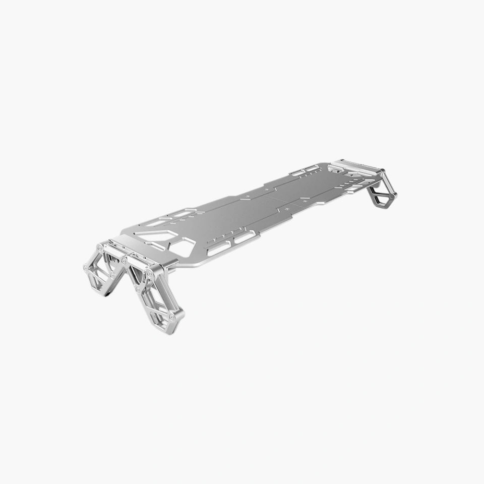 Modular Monitor Riser Desk Stand – Aluminum Legs & Metal Top Panel StandSilverPEAKZOOC