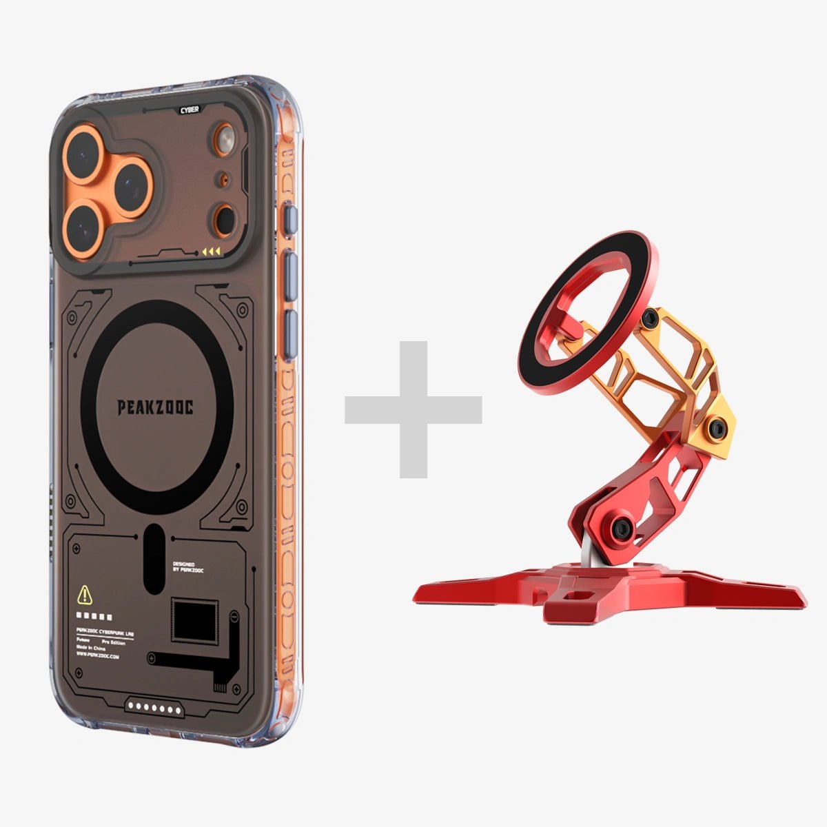 Neuron Series MagSafe Phone Case & MagSafe Phone Stand BundleiPhone 17 Pro Translucent BlackPEAKZOOC