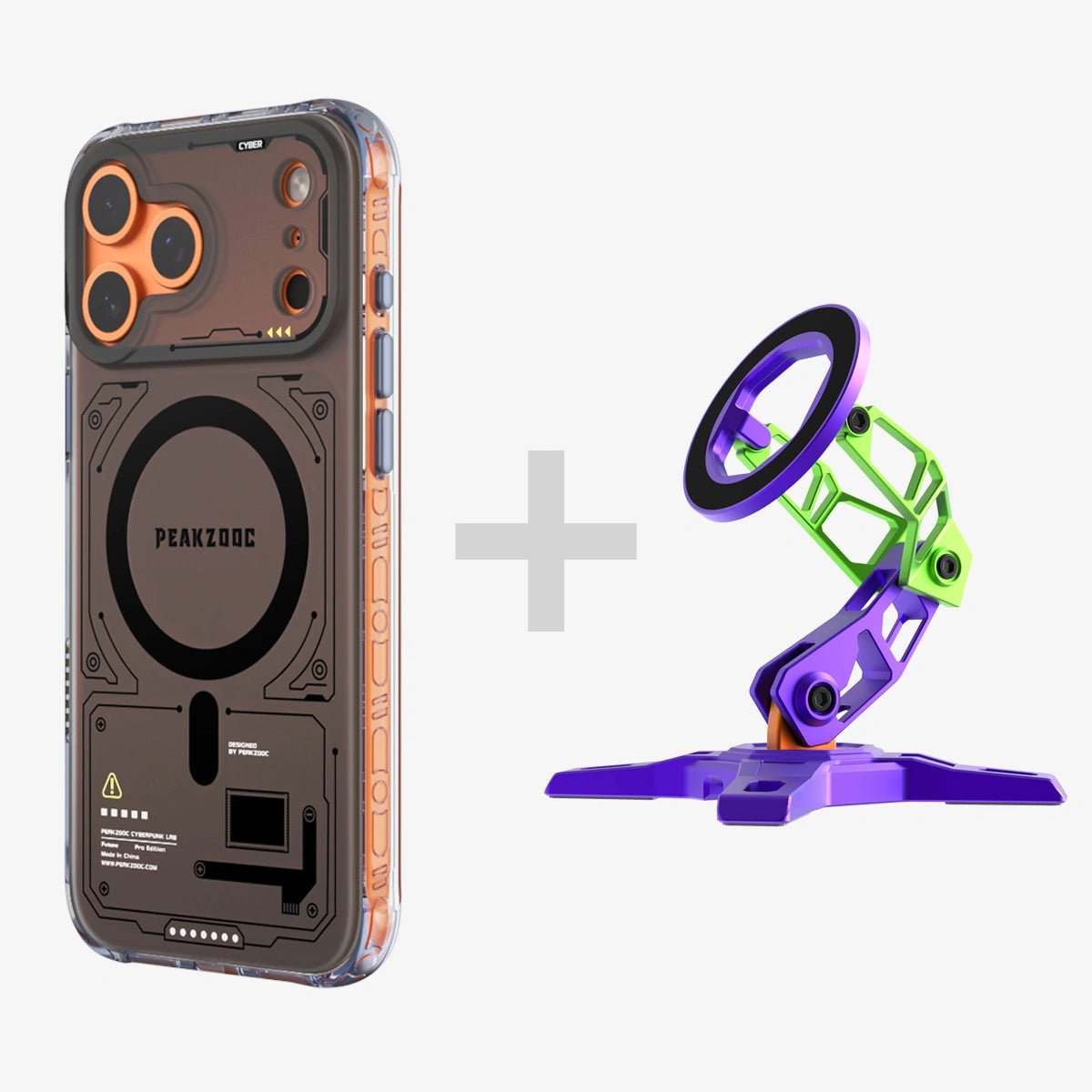 Neuron Series MagSafe Phone Case & MagSafe Phone Stand BundleiPhone 17 Pro Translucent BlackPEAKZOOC