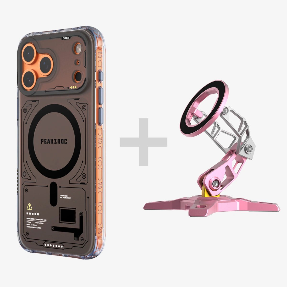 Neuron Series MagSafe Phone Case & MagSafe Phone Stand BundleiPhone 17 Pro Translucent BlackPEAKZOOC