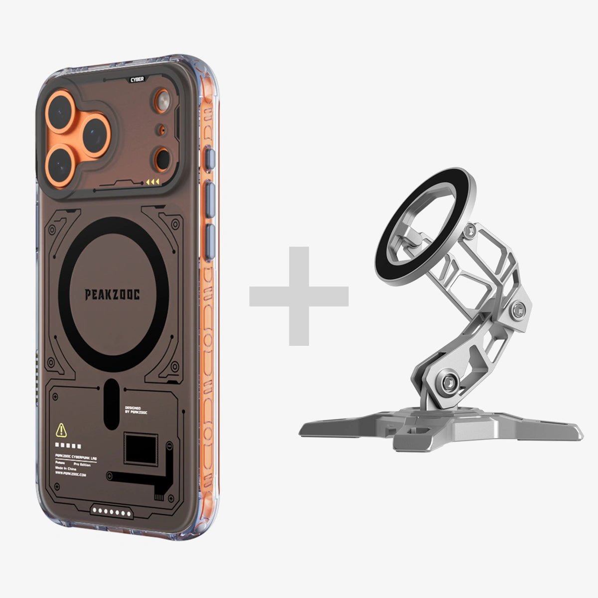 Neuron Series MagSafe Phone Case & MagSafe Phone Stand BundleiPhone 17 Pro Translucent BlackPEAKZOOC