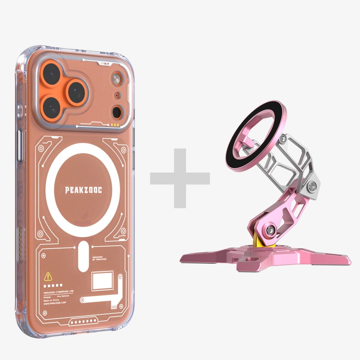 Neuron Series MagSafe Phone Case & MagSafe Phone Stand BundleiPhone 17 Pro Translucent WhitePEAKZOOC