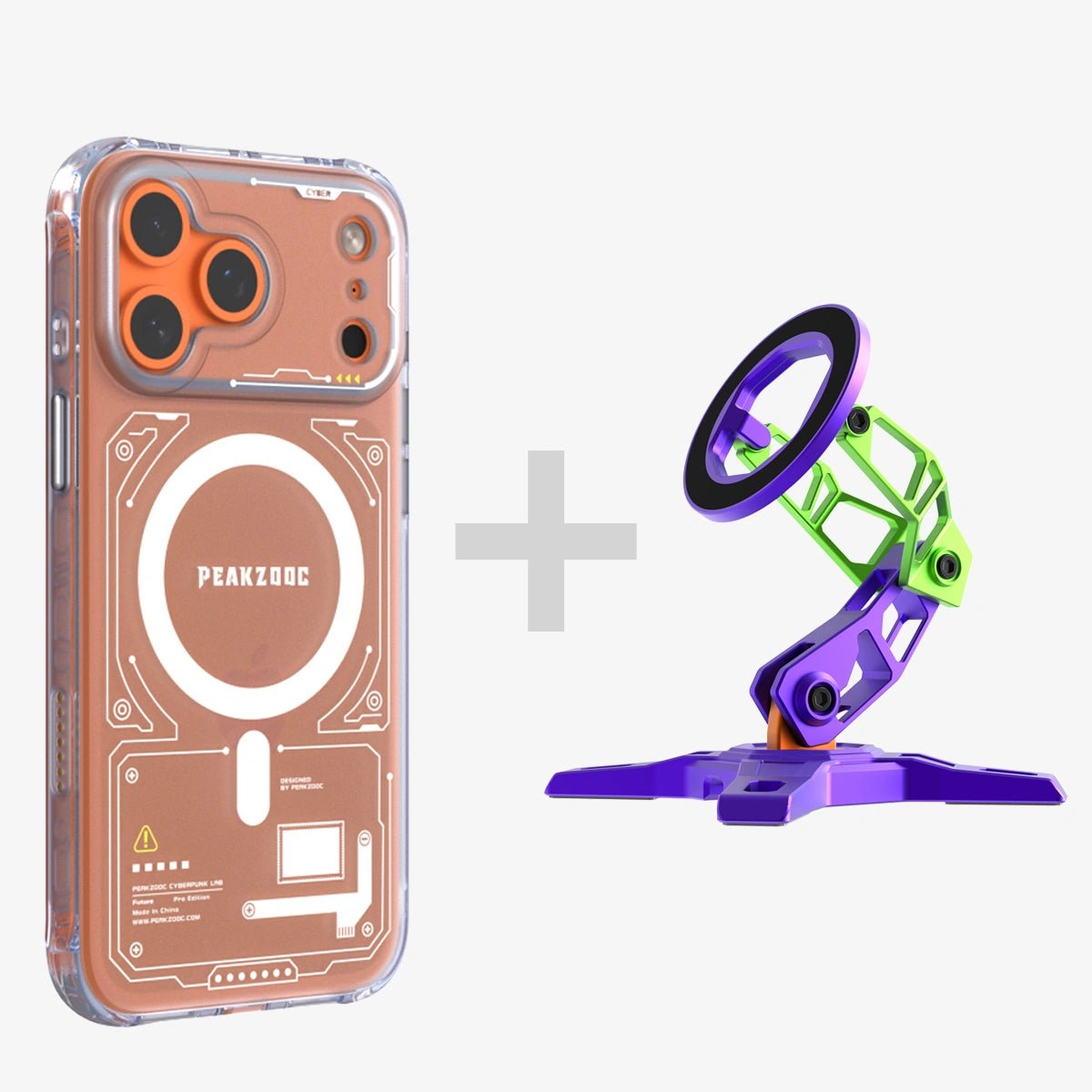 Neuron Series MagSafe Phone Case & MagSafe Phone Stand BundleiPhone 17 Pro Translucent WhitePEAKZOOC