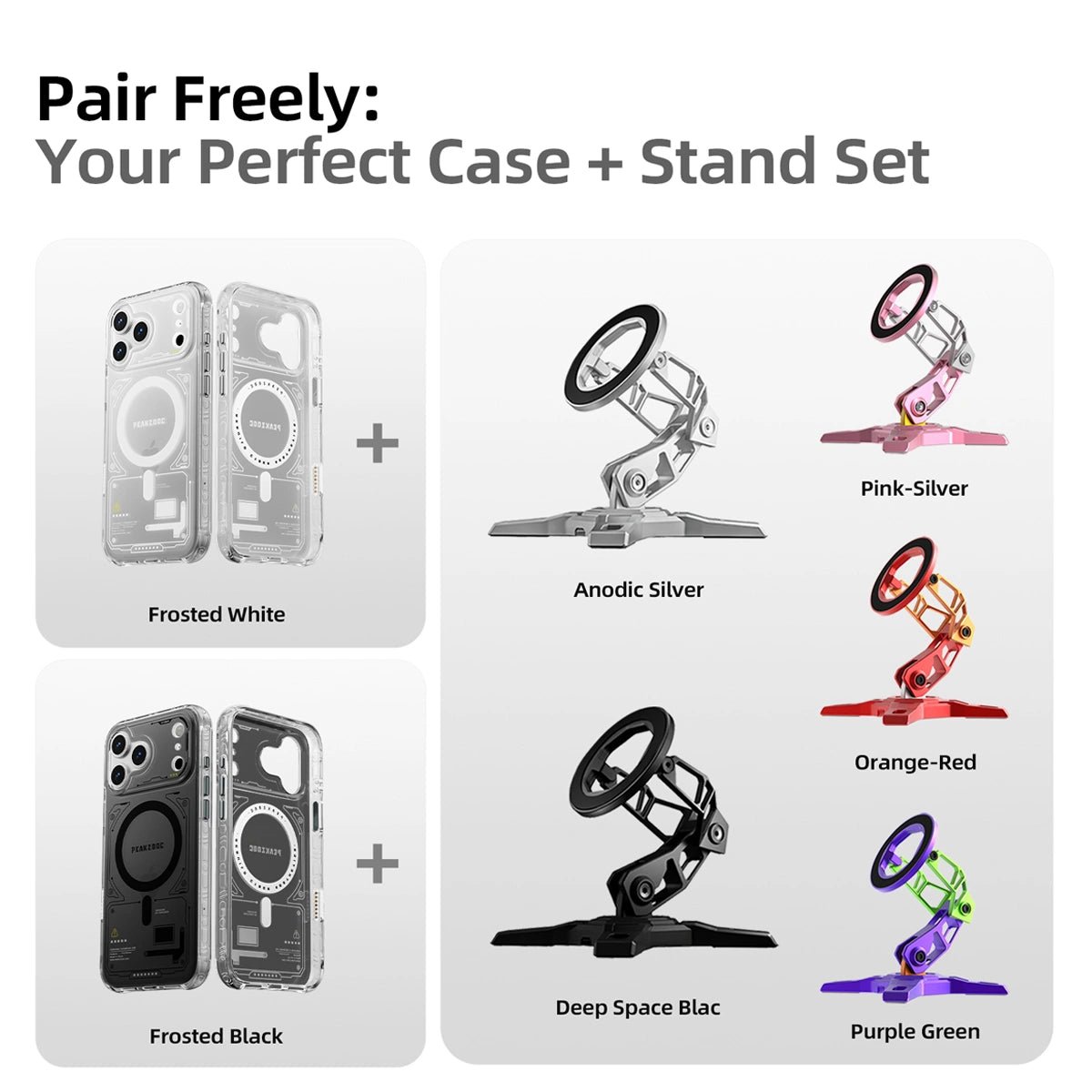 Neuron Series MagSafe Phone Case & MagSafe Phone Stand BundleiPhone 17 Pro Translucent WhitePEAKZOOC