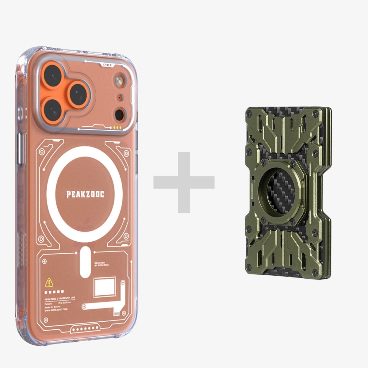 Neuron Series MagSafe Phone Case & Mech Guard Metal Wallet BundleiPhone 17 Pro Translucent WhitePEAKZOOC