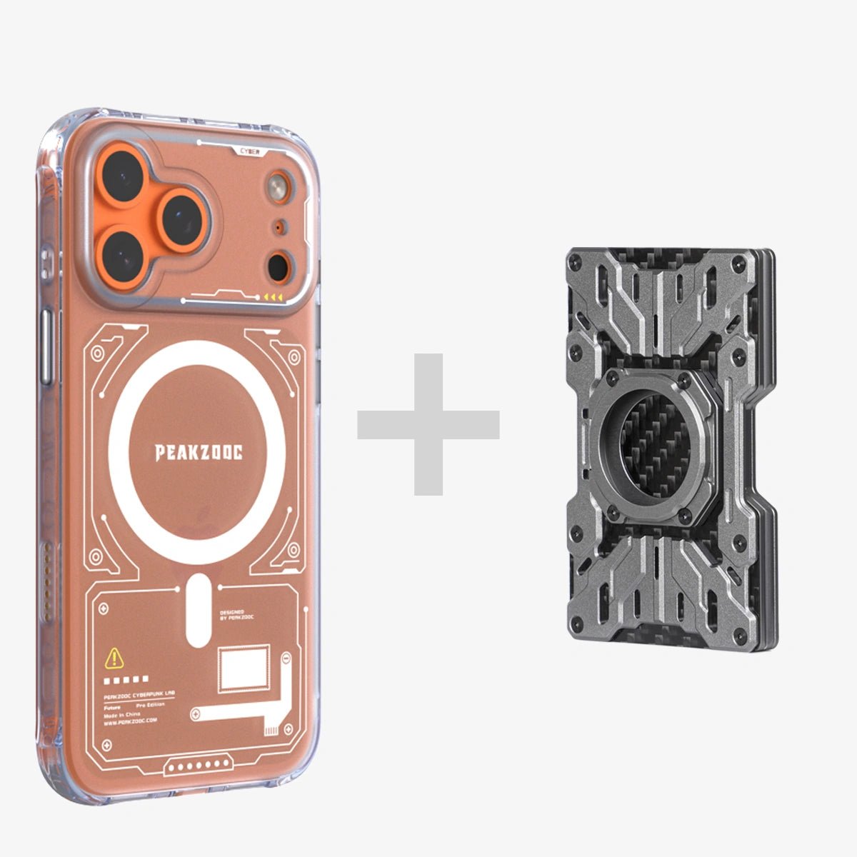 Neuron Series MagSafe Phone Case & Mech Guard Metal Wallet BundleiPhone 17 Pro Translucent WhitePEAKZOOC