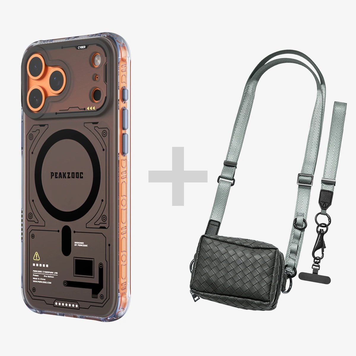 Neuron Series MagSafe Phone Case & Phone Lanyard Kit with Wallet Pouch BundleiPhone 17 Pro Translucent BlackPEAKZOOC