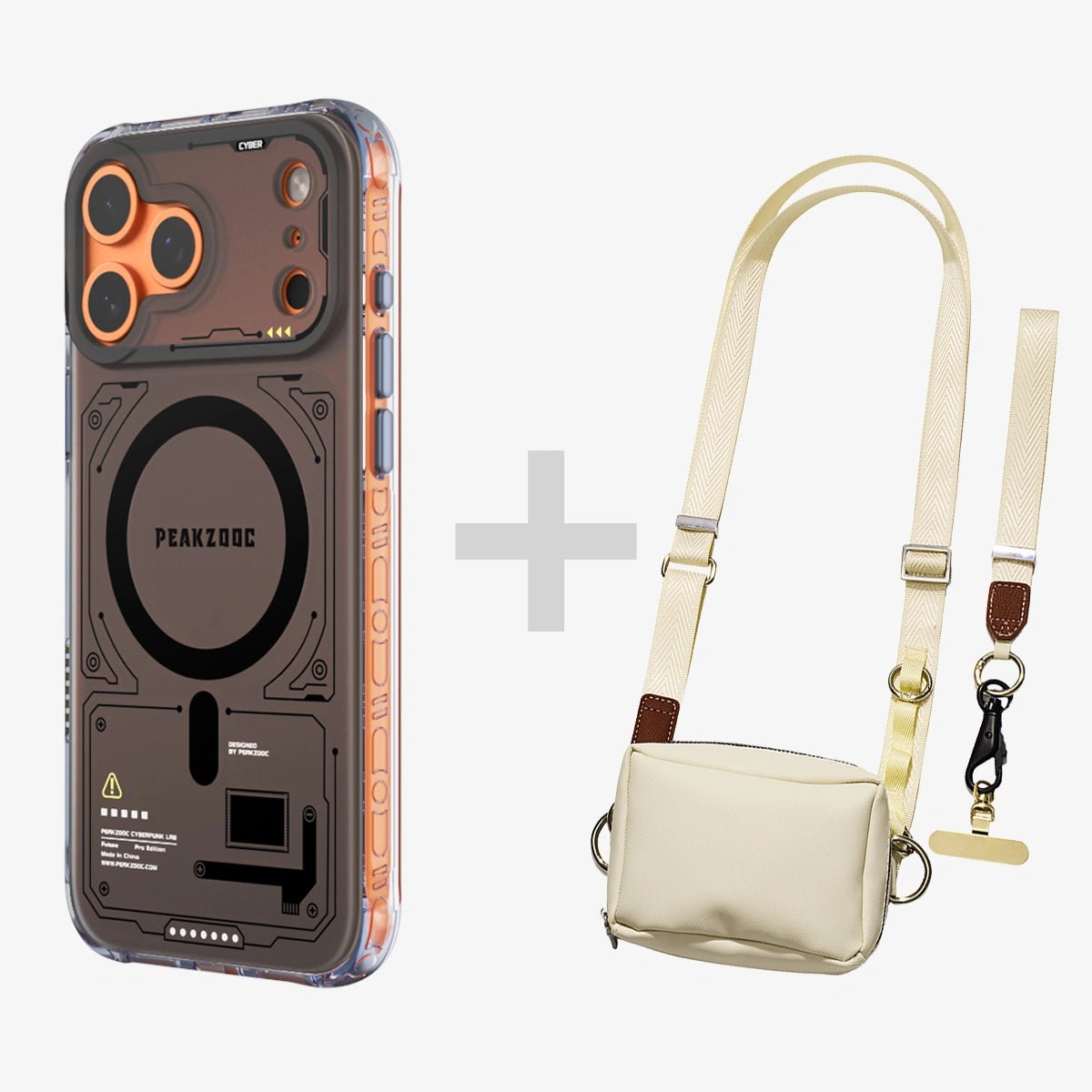 Neuron Series MagSafe Phone Case & Phone Lanyard Kit with Wallet Pouch BundleiPhone 17 Pro Translucent BlackPEAKZOOC
