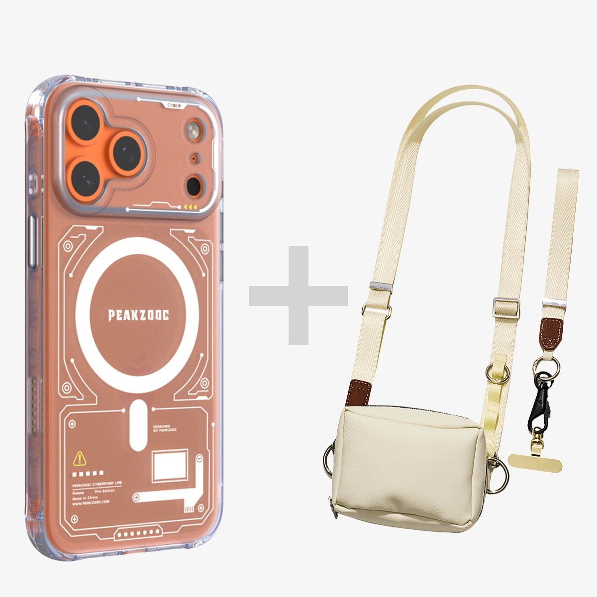 Neuron Series MagSafe Phone Case & Phone Lanyard Kit with Wallet Pouch BundleiPhone 17 Pro Translucent WhitePEAKZOOC