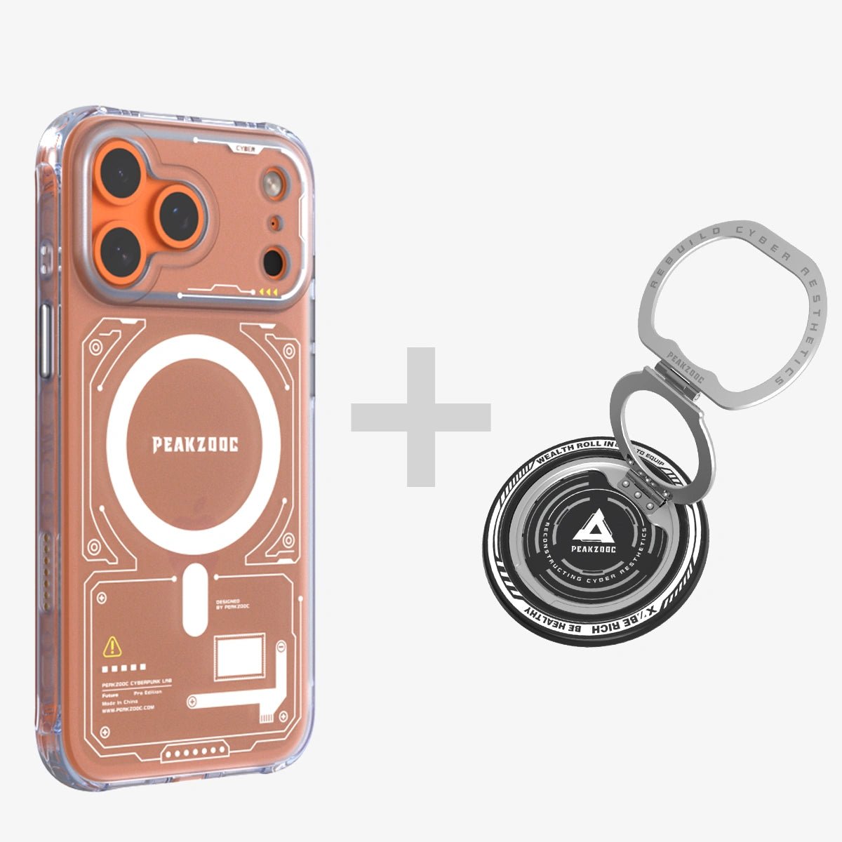 Neuron Series MagSafe Phone Case & ZO - 01 360° Dual - Fold MagSafe Stand BundleiPhone 17 Pro Translucent WhitePEAKZOOC