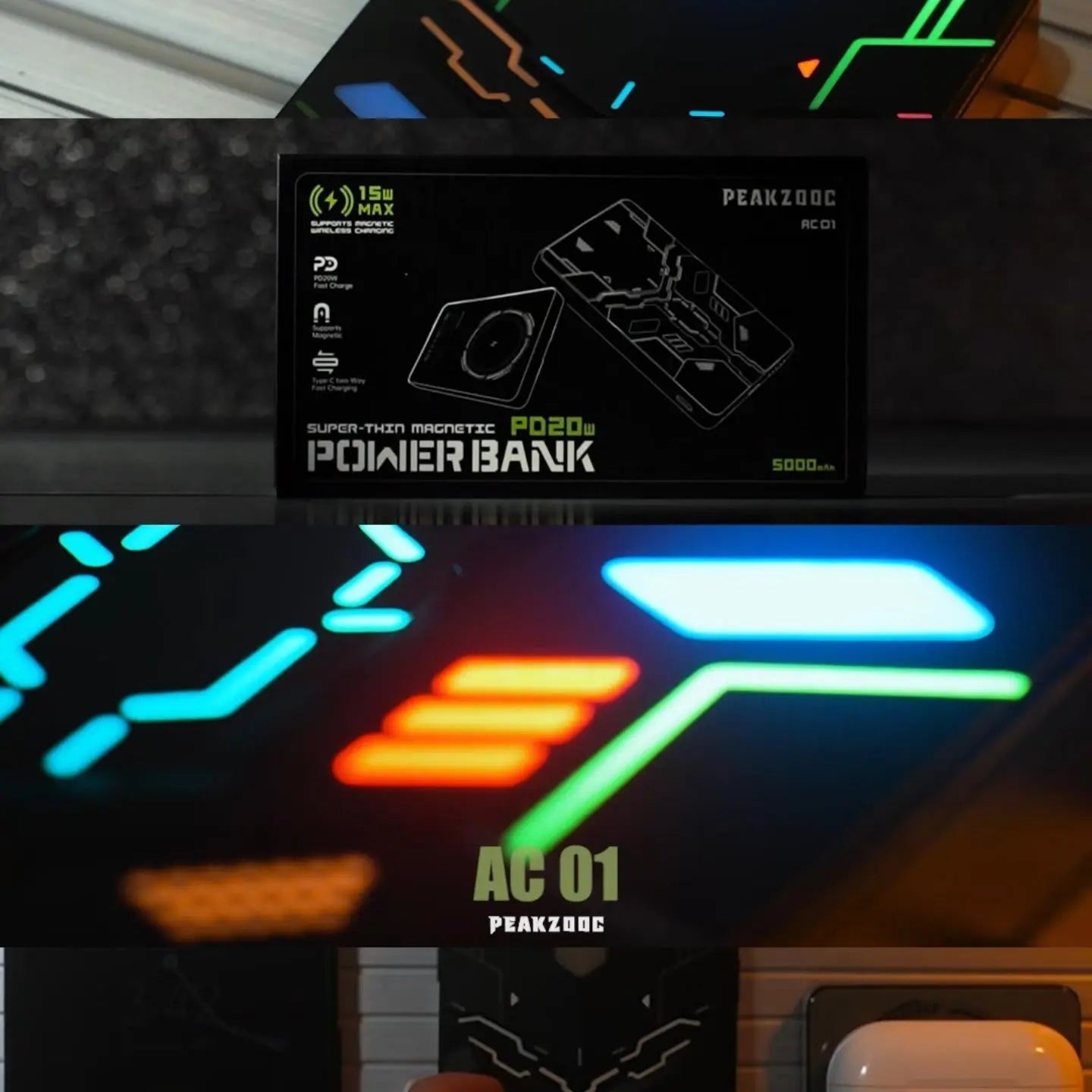 Peakzooc AC01 Armor Core Power Bank Ultra - Slim MagSafe Charger Custom GlowPEAKZOOC