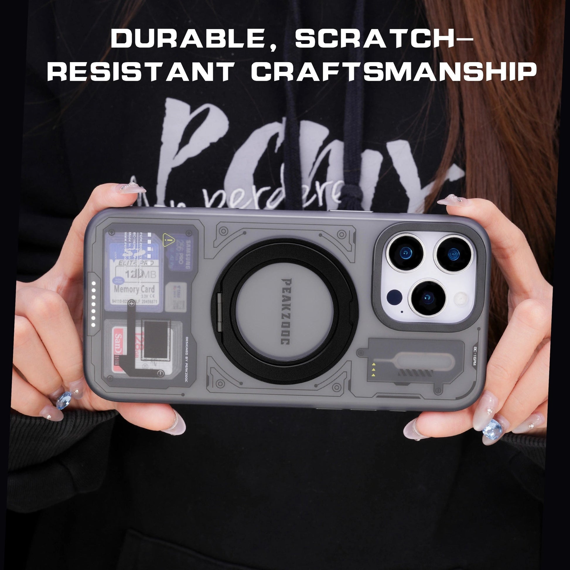 Peakzooc Case Magnetic Card Storage Phone Case with Stand - iPhone 15/16 Compatible CaseiPhone 15Pro MaxPEAKZOOC