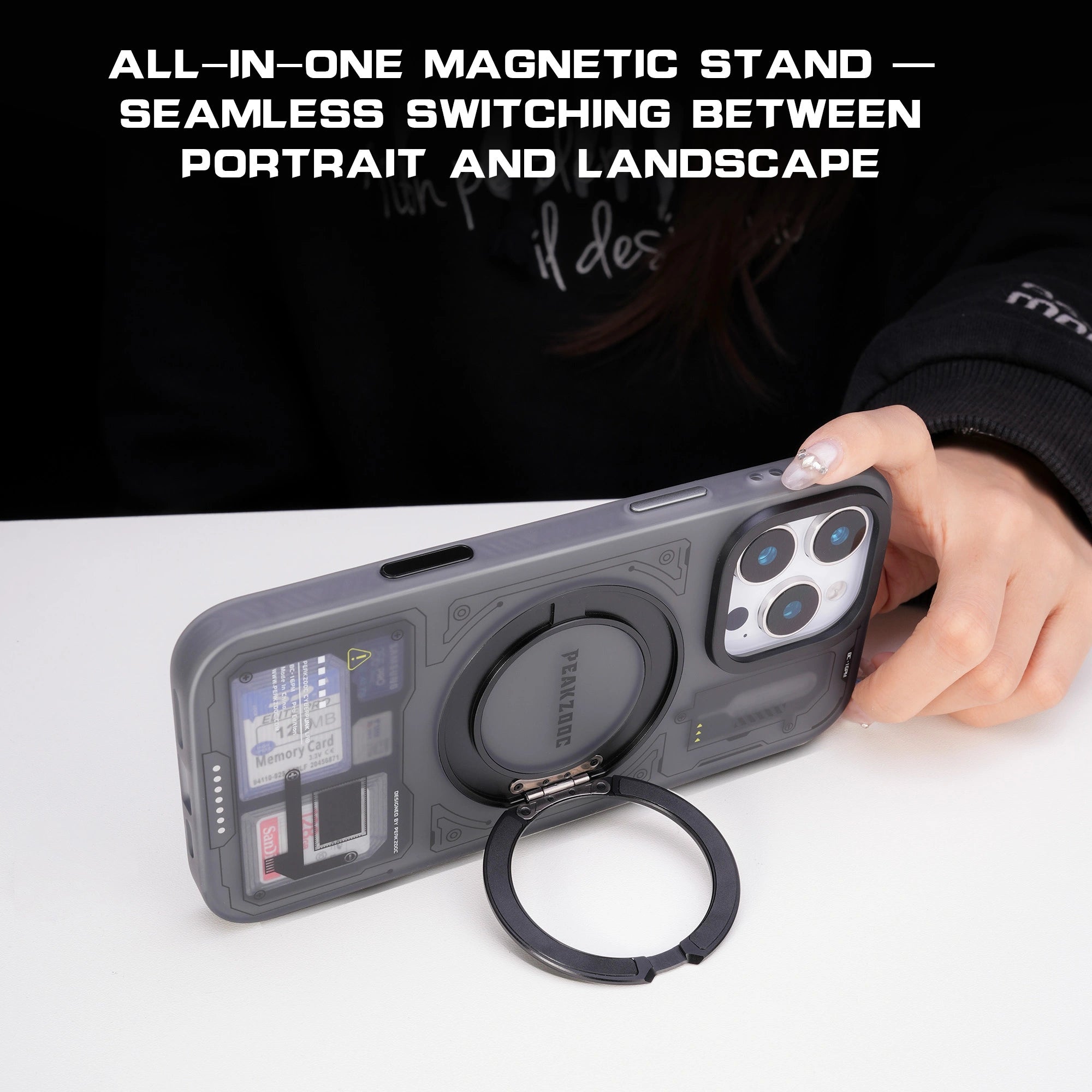 Peakzooc Case Magnetic Card Storage Phone Case with Stand - iPhone 15/16 Compatible CaseiPhone 15Pro MaxPEAKZOOC