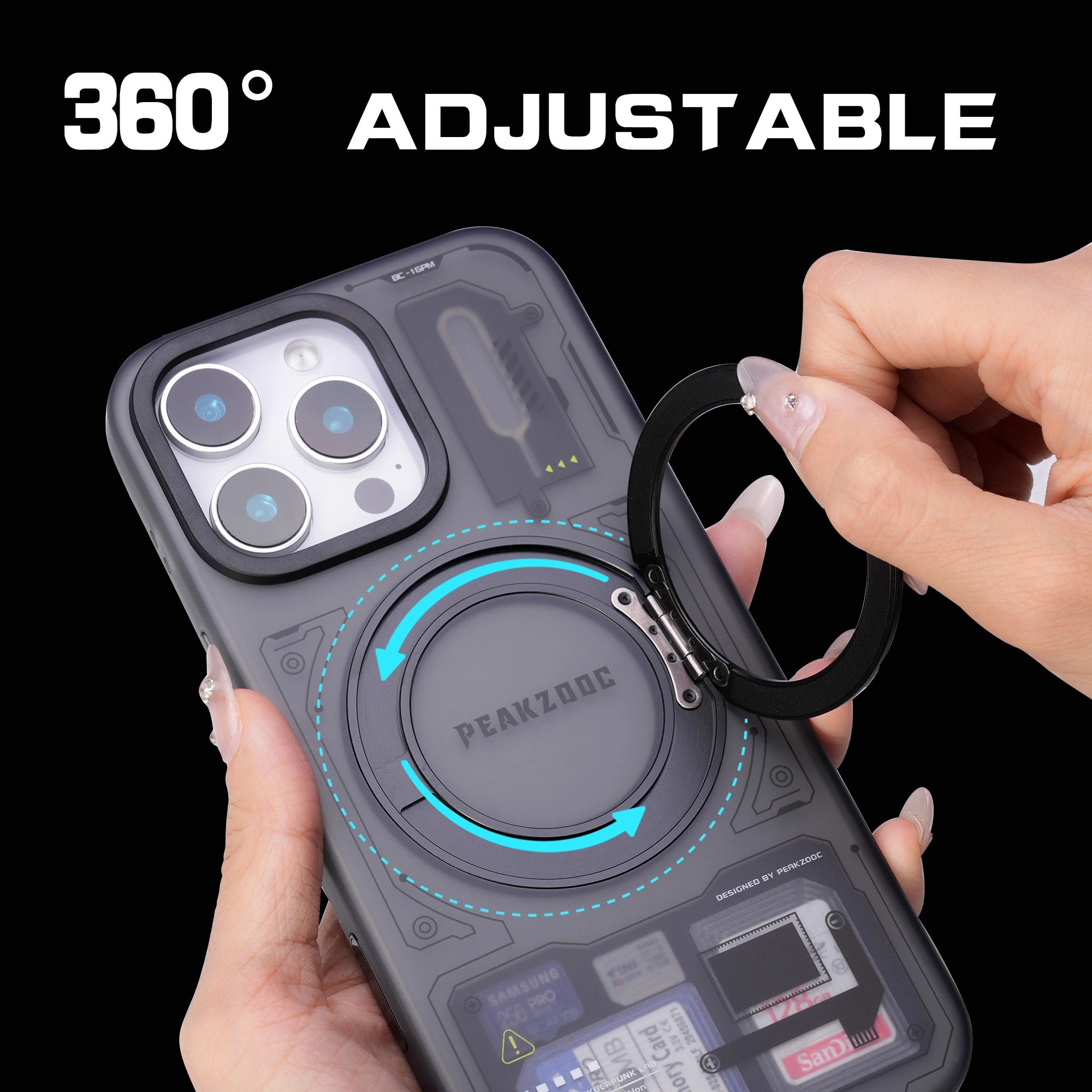 Peakzooc Case Magnetic Card Storage Phone Case with Stand - iPhone 15/16 Compatible CaseiPhone 15Pro MaxPEAKZOOC