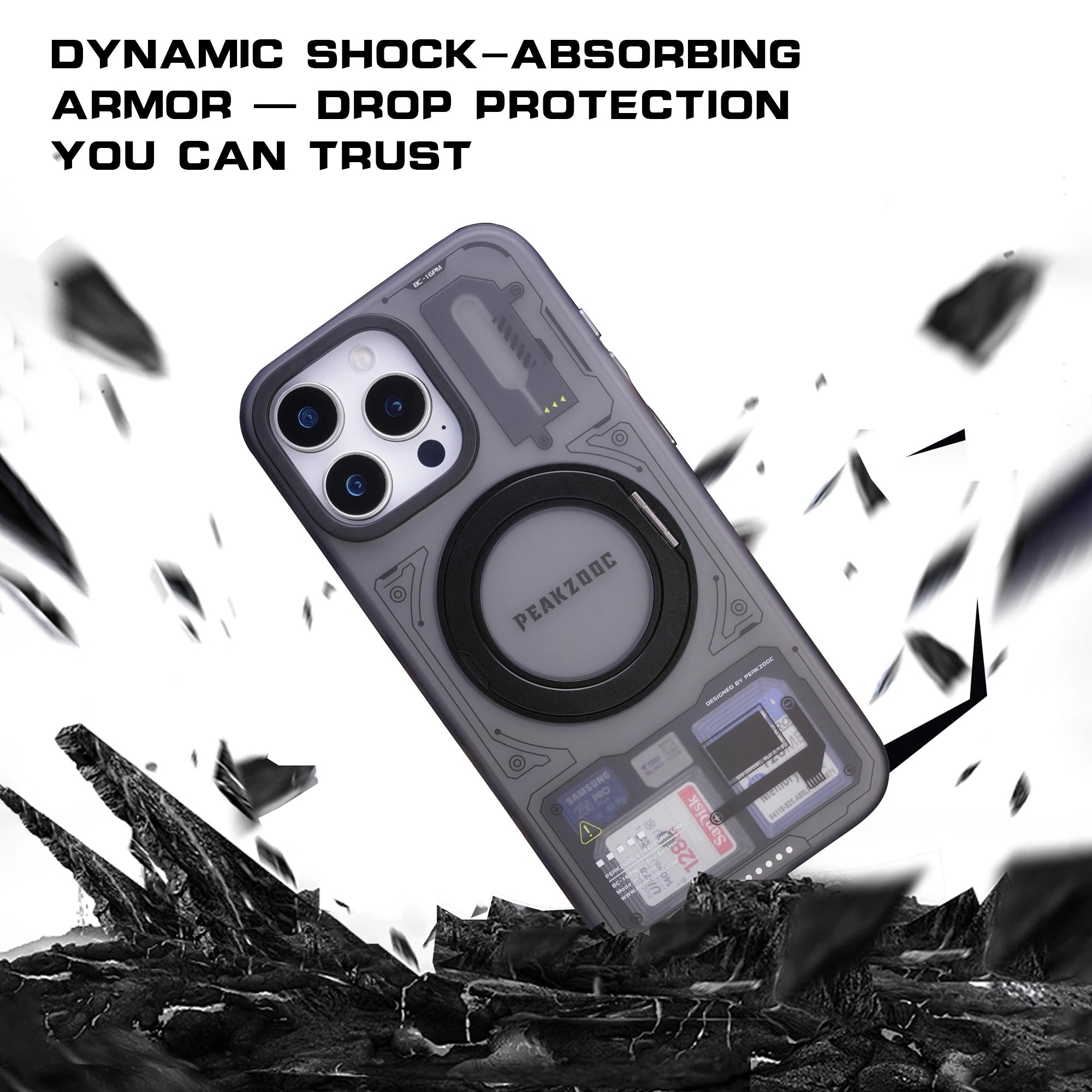 Peakzooc Case Magnetic Card Storage Phone Case with Stand - iPhone 15/16 Compatible CaseiPhone 15Pro MaxPEAKZOOC