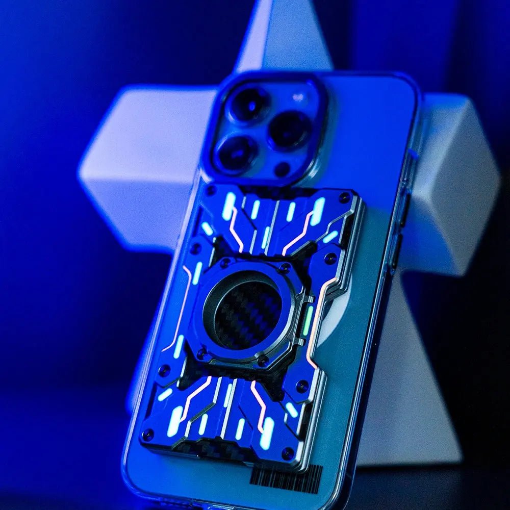 Peakzooc Custom Mech Guard – RFID Blocking Metal Wallet with Luminous WalletBluePEAKZOOC