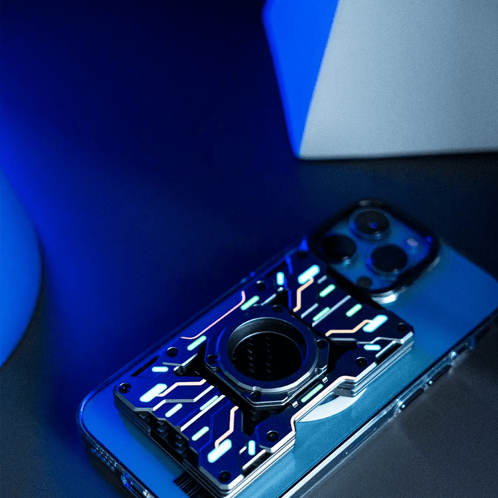 Peakzooc Custom Mech Guard – RFID Blocking Metal Wallet with Luminous WalletBluePEAKZOOC
