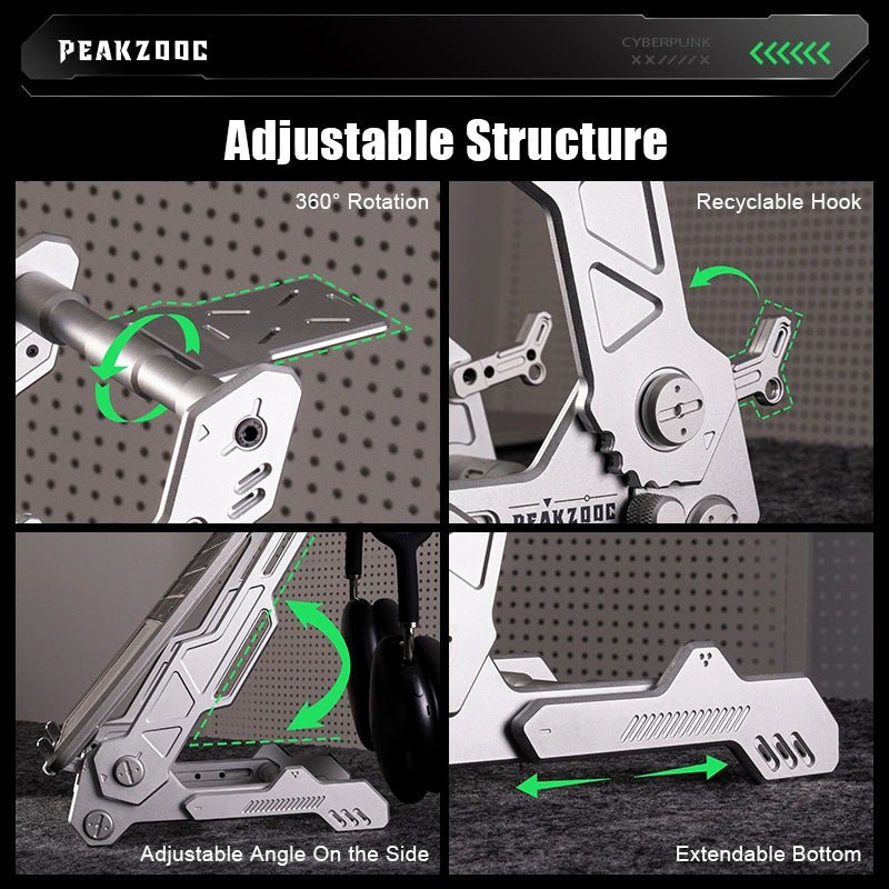 Peakzooc Cyber Stand Multi - Function Organizer Stand for Laptop, Phone, Controller StandSilverPEAKZOOC