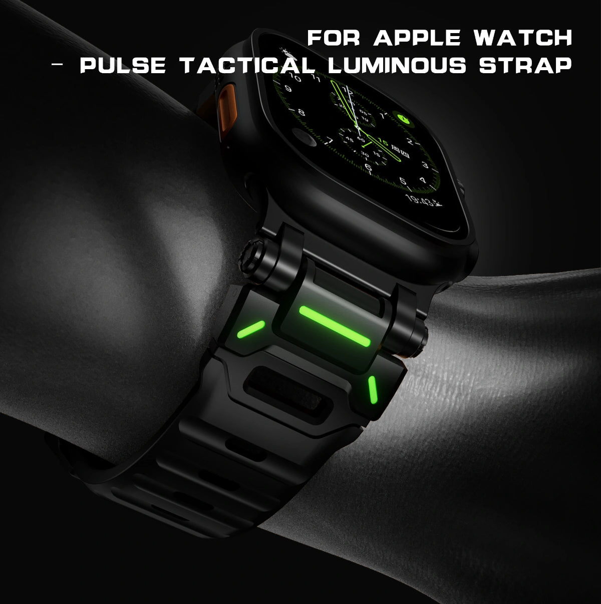 Peakzooc FKM Strap Techwear Glow Sport Band for Apple Watch Series / Ultra BlackPEAKZOOC