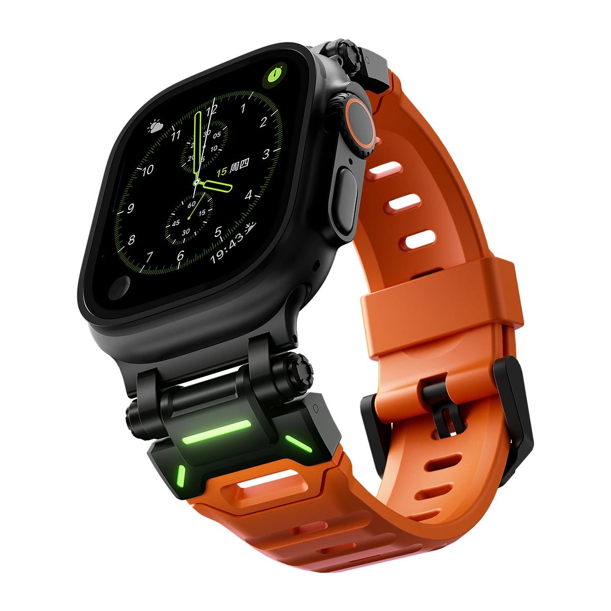 Peakzooc FKM Strap Techwear Glow Sport Band for Apple Watch Series / Ultra OrangePEAKZOOC