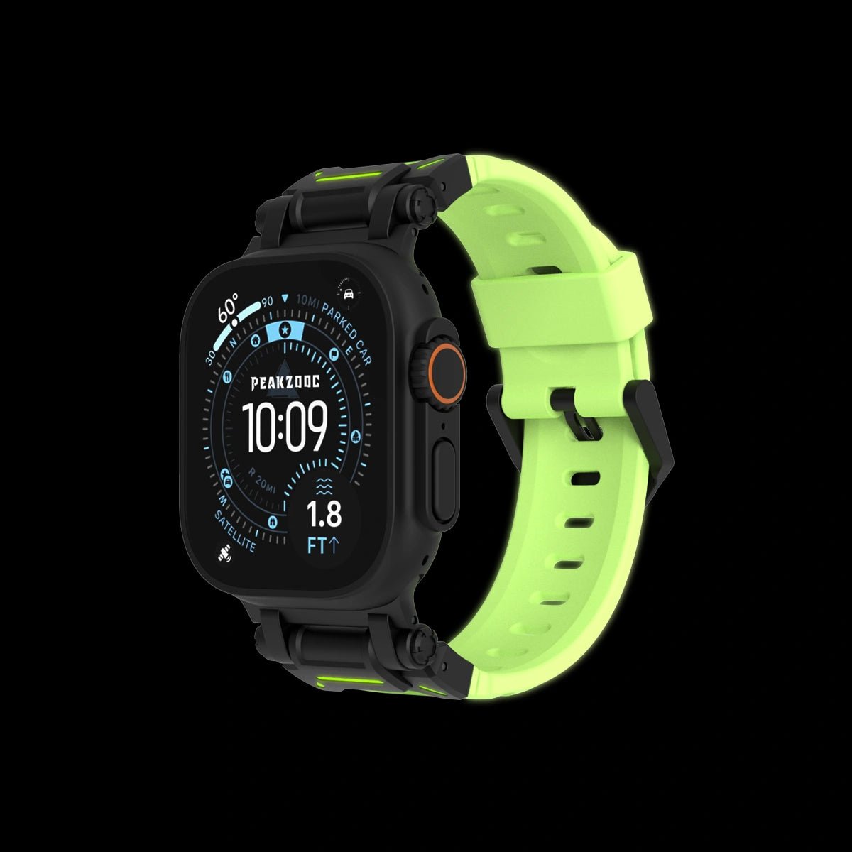 Peakzooc FKM Strap Techwear Glow Sport Band for Apple Watch Series / Ultra OrangePEAKZOOC